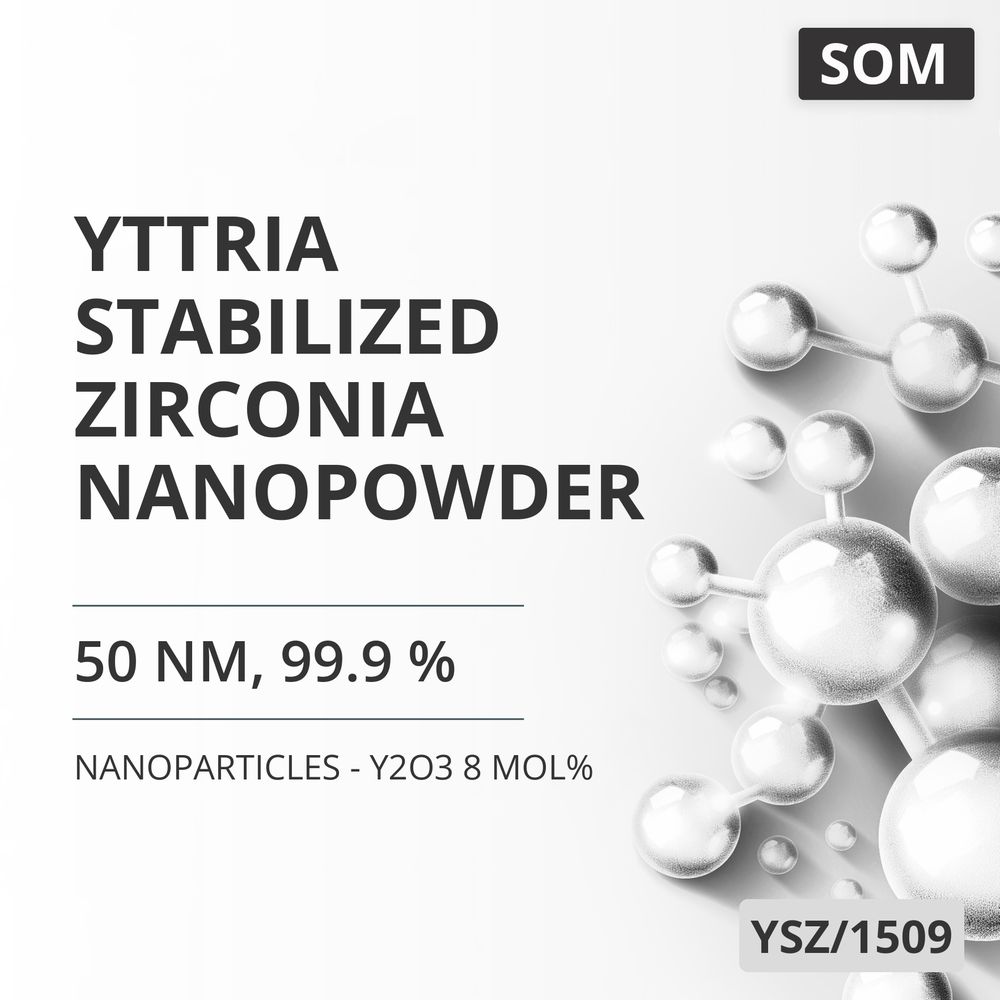 Yttria-Stabilized Zirconia Nanopowder, 50 nm, 99.9 % - Y2O3 8 mol% (YSZ/1509)