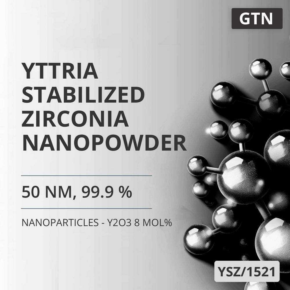 Yttria-Stabilized Zirconia Nanopowder, 50 nm, 99.9 % - Y2O3 8 mol% (YSZ/1521)