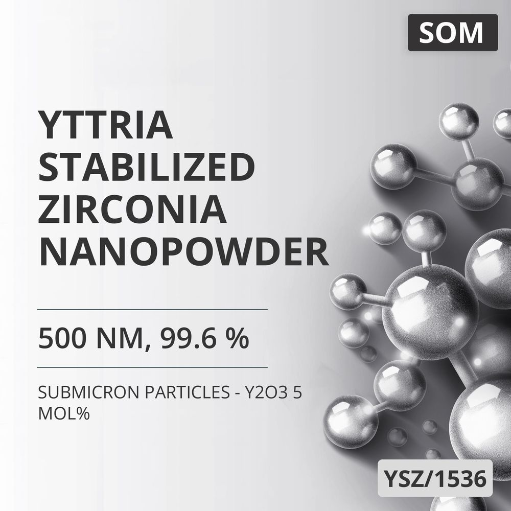 Yttria-Stabilized Zirconia Nanopowder, 500 nm, 99.6 % - Y2O3 5 mol% (YSZ/1536)