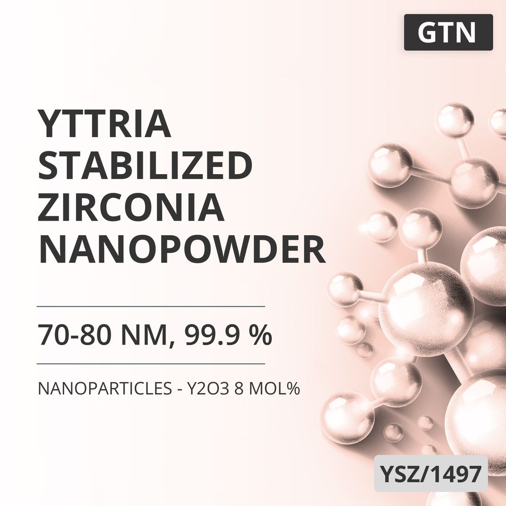 Yttria-Stabilized Zirconia Nanopowder, 70-80 nm, 99.9 % - Y2O3 8 mol% (YSZ/1497)