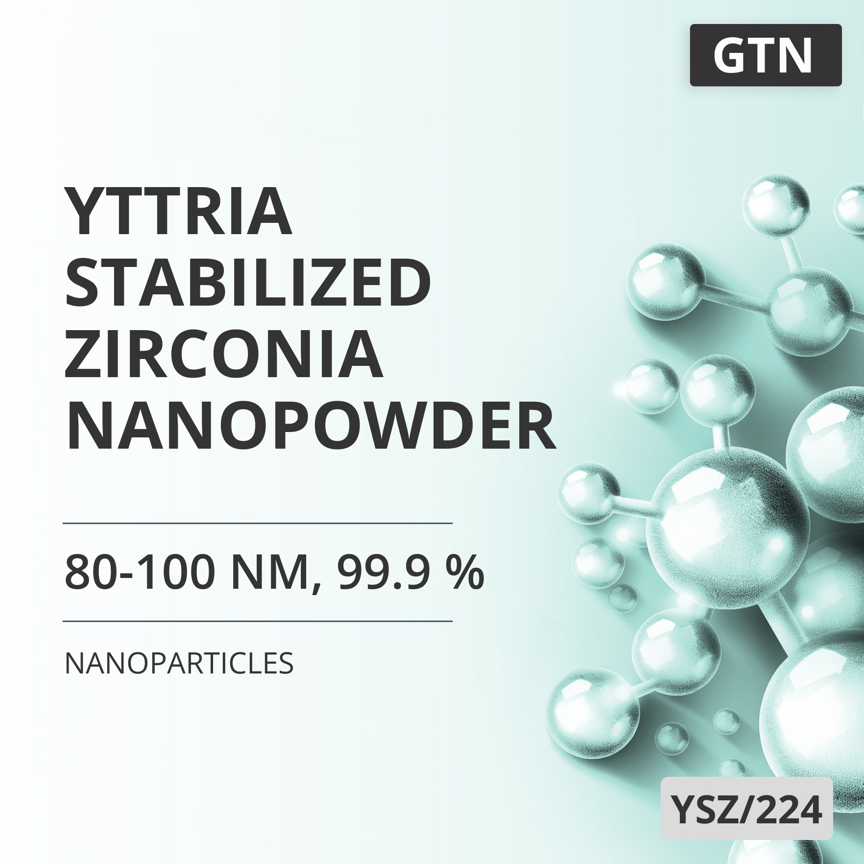 Yttria-Stabilized Zirconia Nanopowder, 80-100 nm, 99.9 % (YSZ/224)