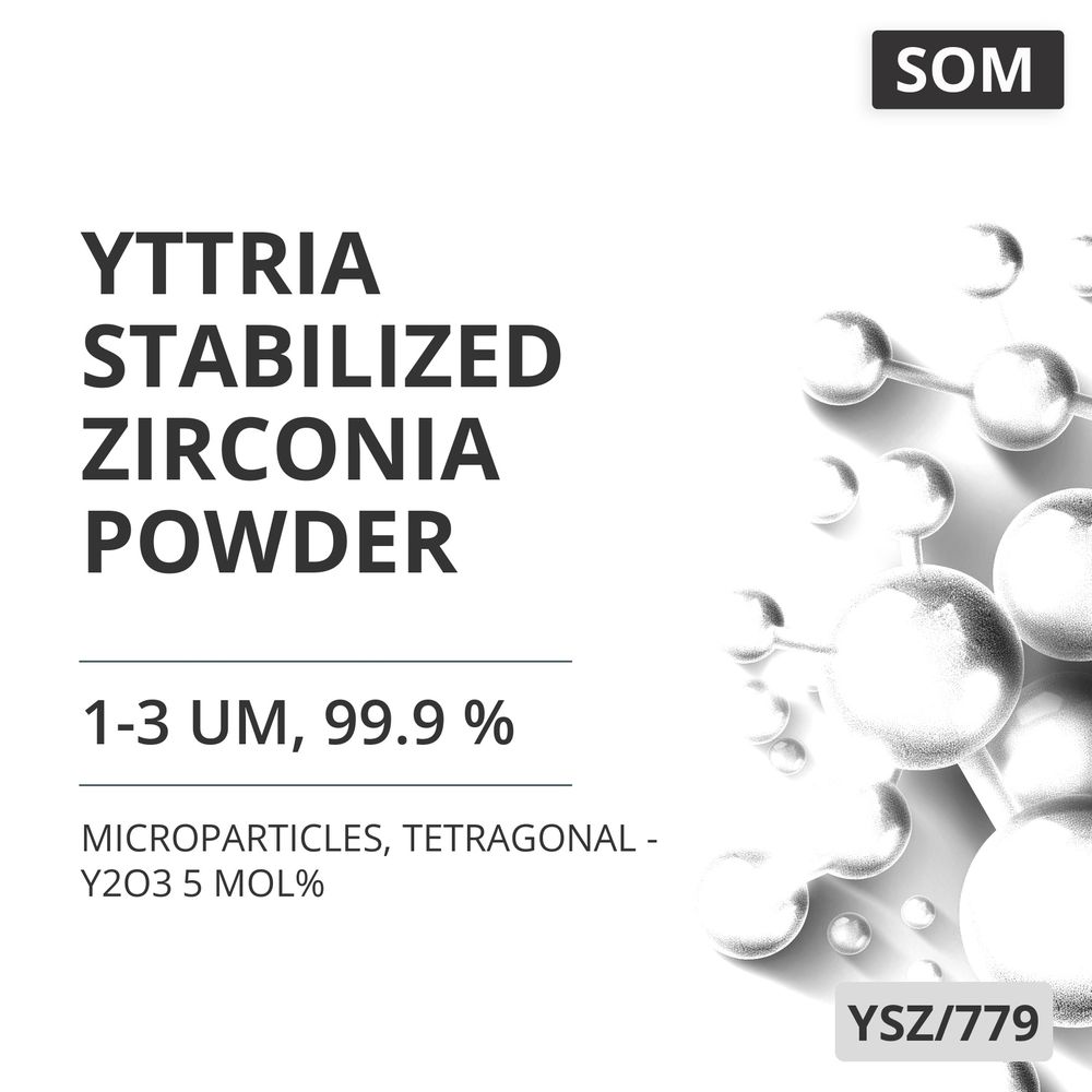 Yttria-Stabilized Zirconia Powder, 1-3 um, 99.9 %, Tetragonal - Y2O3 5 mol% (YSZ/779)