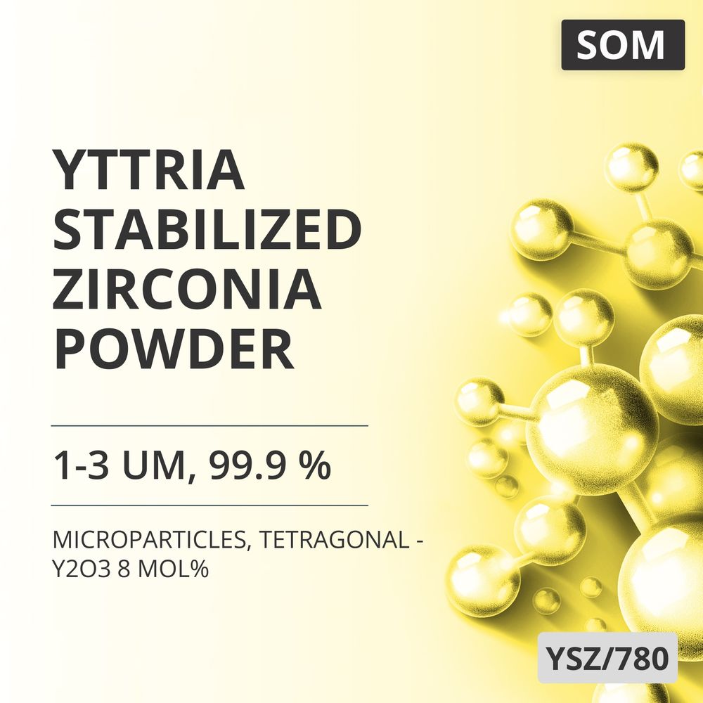 Yttria-Stabilized Zirconia Powder, 1-3 um, 99.9 %, Tetragonal - Y2O3 8 mol% (YSZ/780)