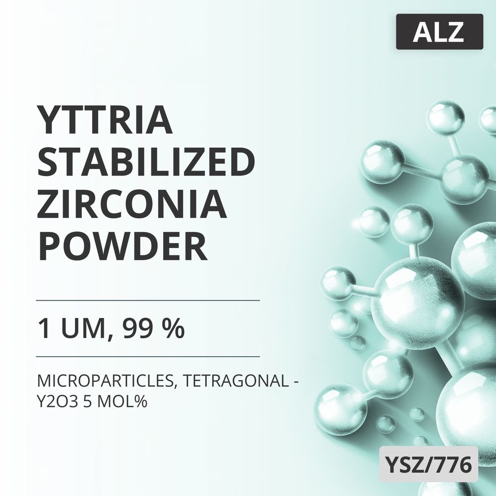 Yttria-Stabilized Zirconia Powder, 1 um, 99 %, Tetragonal - Y2O3 5 mol% (YSZ/776)