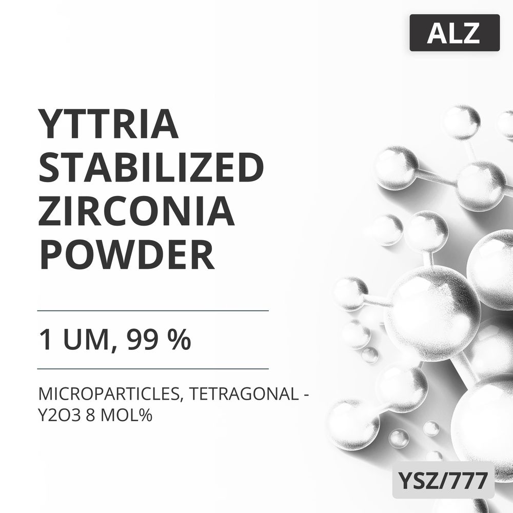 Yttria-Stabilized Zirconia Powder, 1 um, 99 %, Tetragonal - Y2O3 8 mol% (YSZ/777)