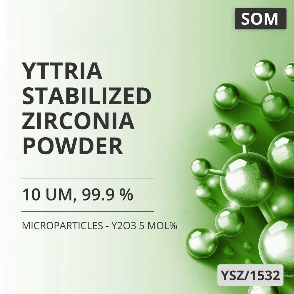 Yttria-Stabilized Zirconia Powder, 10 um, 99.9 % - Y2O3 5 mol% (YSZ/1532)