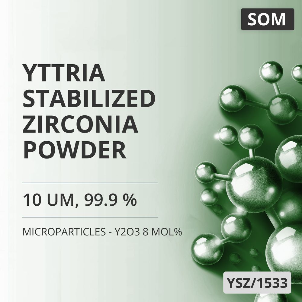Yttria-Stabilized Zirconia Powder, 10 um, 99.9 % - Y2O3 8 mol% (YSZ/1533)