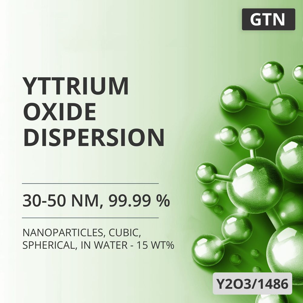 Yttrium Oxide Dispersion, 30-50 nm, 99.99 %, Cubic, Spherical, in Water - 15 wt% (Y2O3/1486)