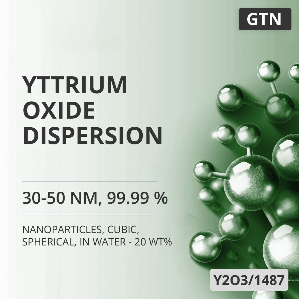 Yttrium Oxide Dispersion, 30-50 nm, 99.99 %, Cubic, Spherical, in Water - 20 wt% (Y2O3/1487)