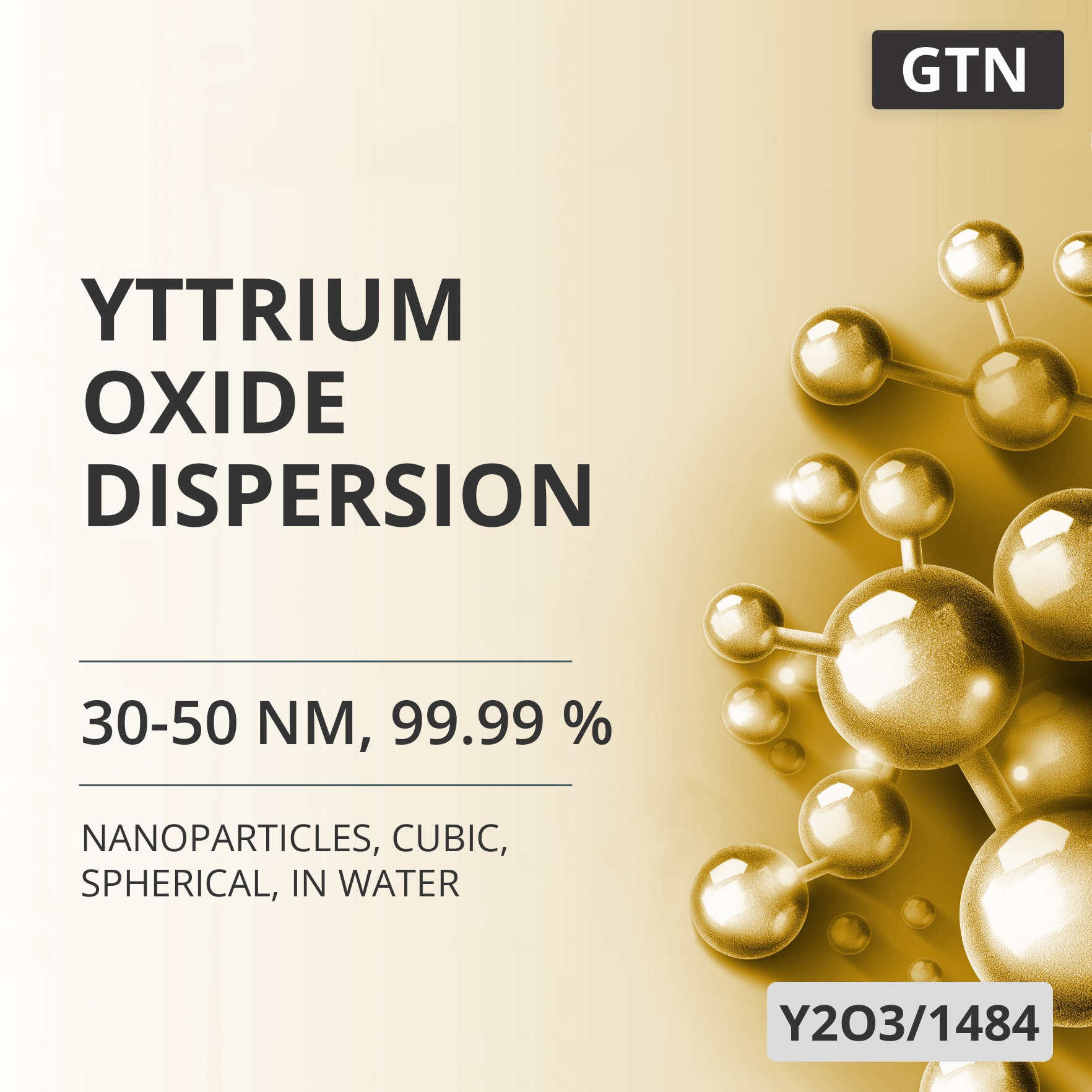 Yttrium Oxide Dispersion, 30-50 nm, 99.99 %, Cubic, Spherical, in Water (Y2O3/1484)