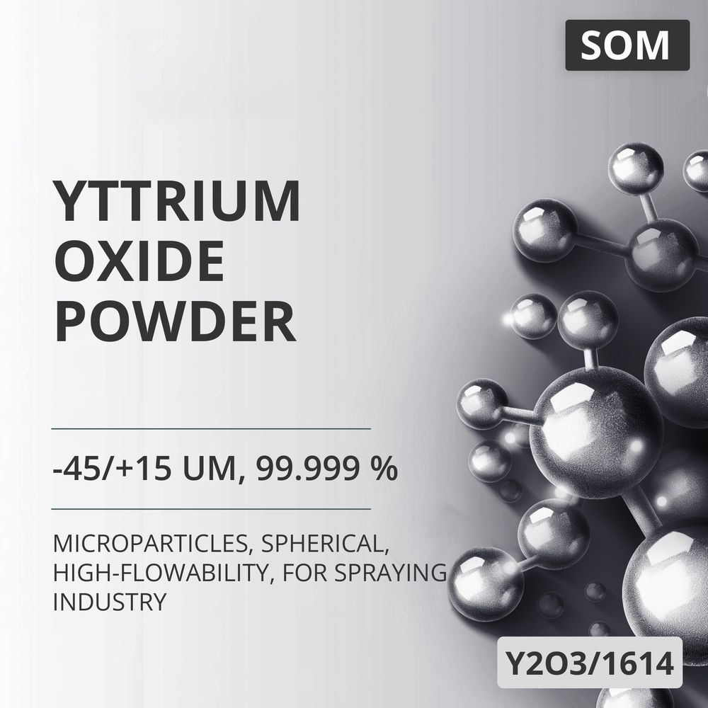 Yttrium Oxide Powder, -45/+15 um, 99.999 %, Spherical, High-Flowability, for Spraying Industry (Y2O3/1614)