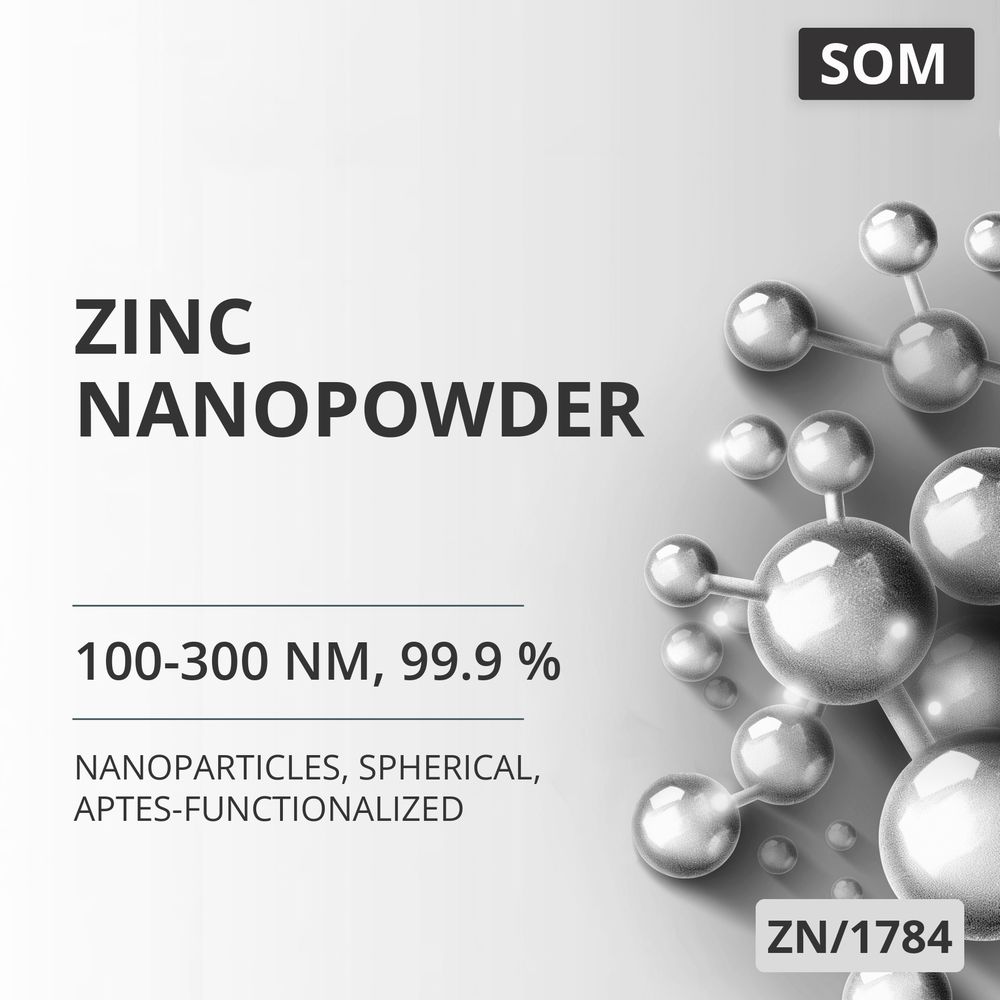 Zinc Nanopowder, 100-300 nm, 99.9 %, Spherical, APTES-Functionalized (ZN/1784)