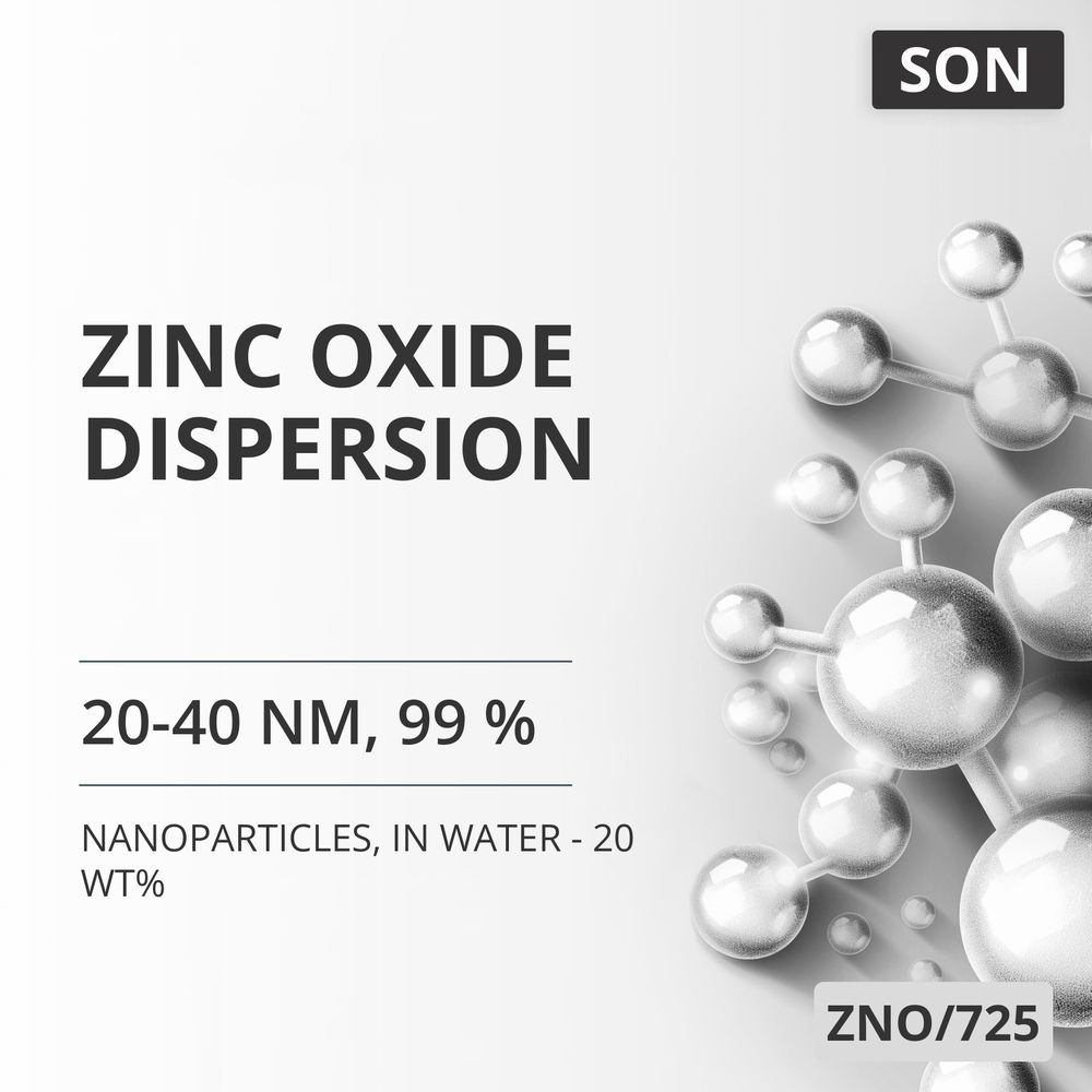 Zinc Oxide Dispersion, 20-40 nm, 99 %, in Water - 20 wt% (ZNO/725)