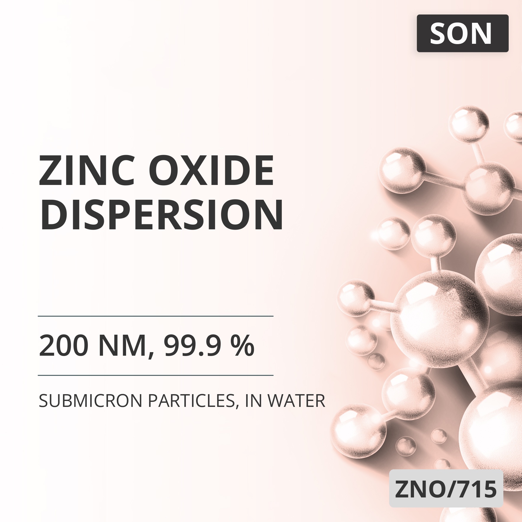 Zinc Oxide Dispersion, 200 nm, 99.9 %, in Water (ZNO/715)