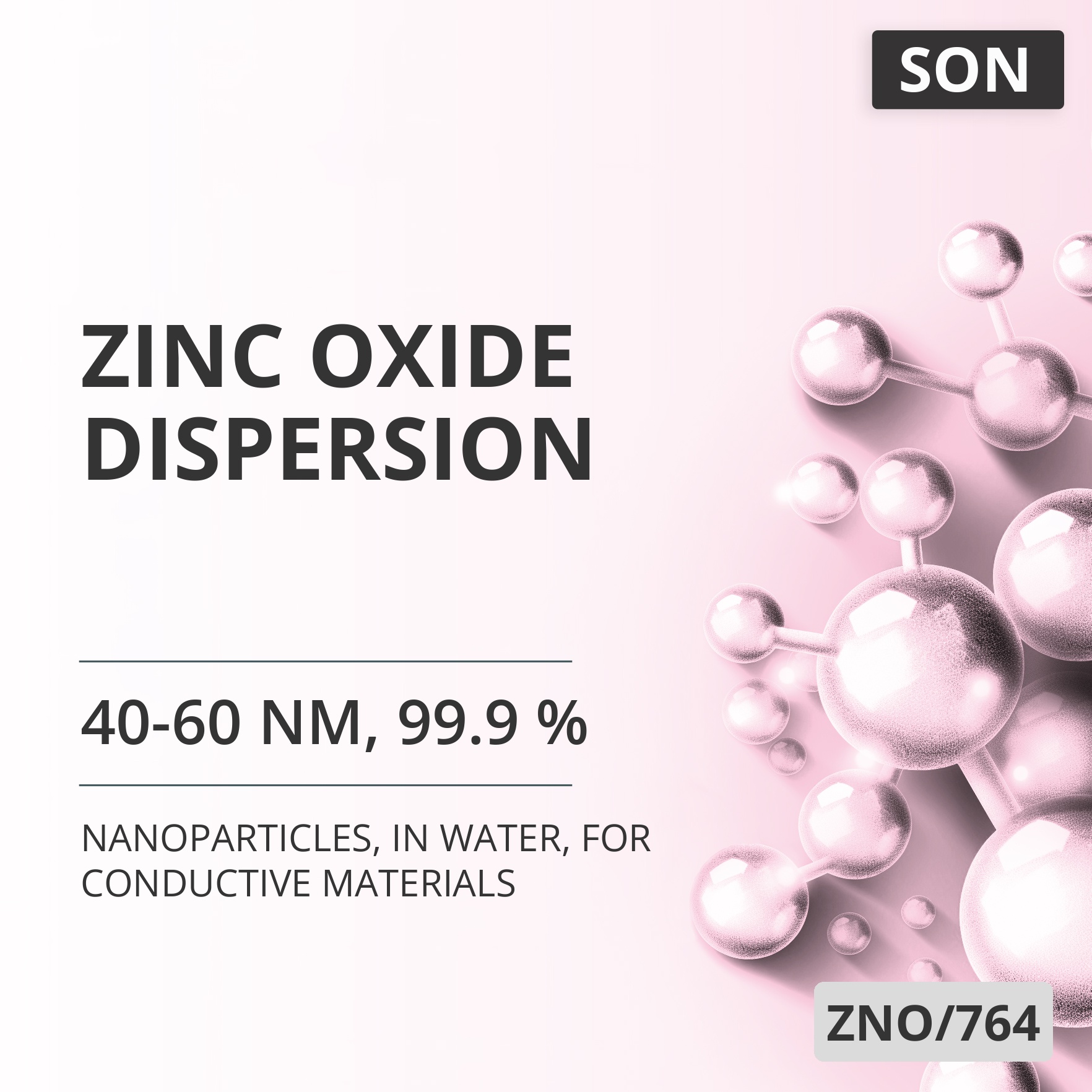 Zinc Oxide Dispersion, 40-60 nm, 99.9 %, in Water, for Conductive Materials (ZNO/764)