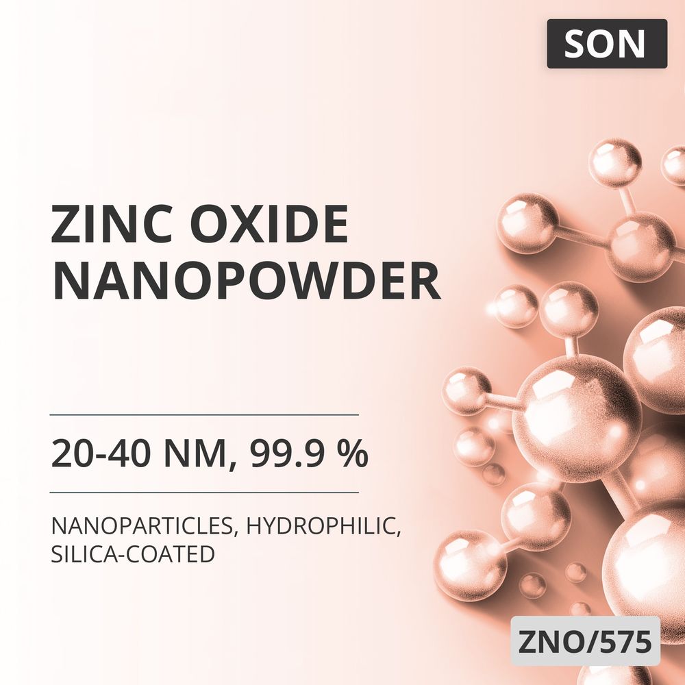 Zinc Oxide Nanopowder, 20-40 nm, 99.9 %, Hydrophilic, Silica-Coated (ZNO/575)