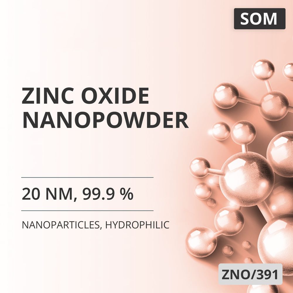 Zinc Oxide Nanopowder, 20 nm, 99.9 %, Hydrophilic (ZNO/391)