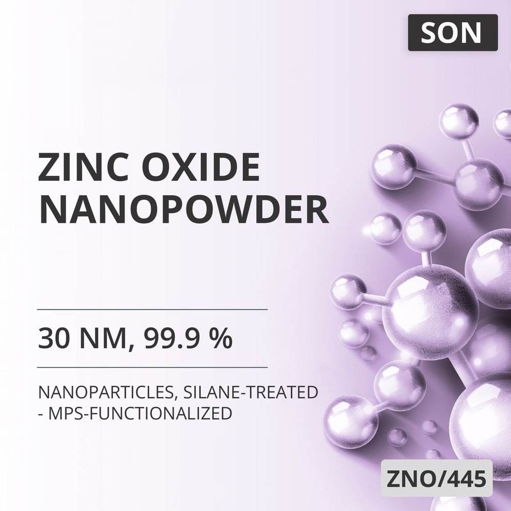 Zinc Oxide Nanopowder, 30 nm, 99.9 %, Silane-Treated - MPS-Functionalized (ZNO/445)