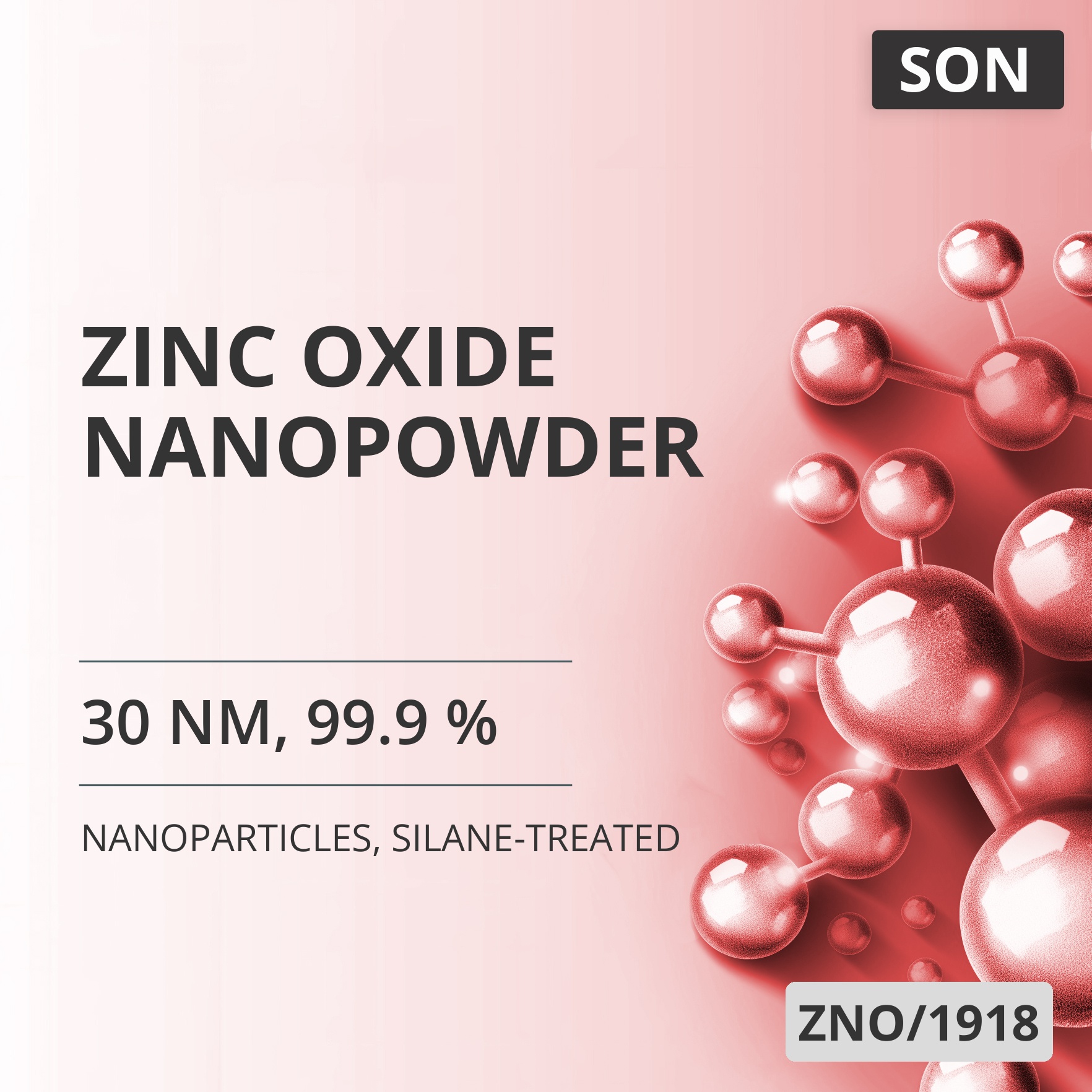 Zinc Oxide Nanopowder, 30 nm, 99.9 %, Silane-Treated (ZNO/1918)