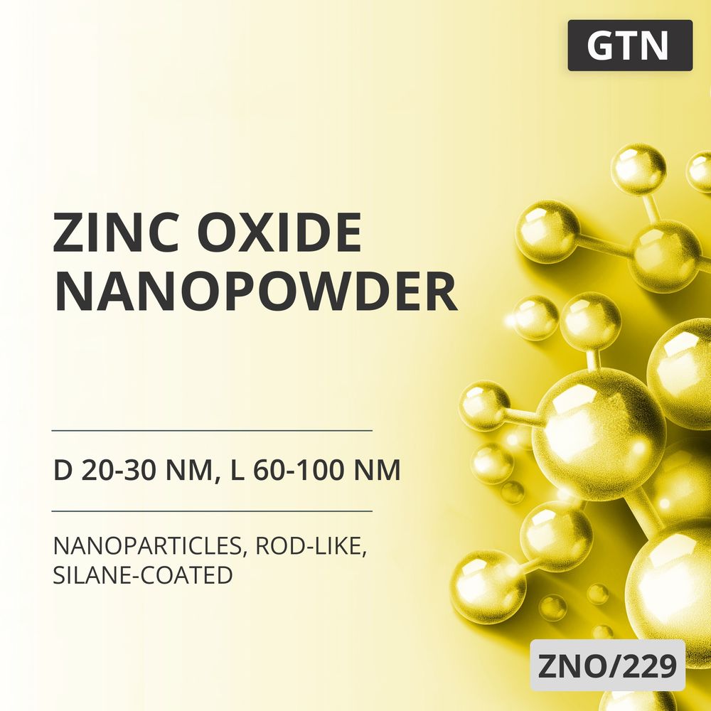 Zinc Oxide Nanopowder, D 20-30 nm, L 60-100 nm, 99.8 %, Rod-Like, Silane-Coated (ZNO/229)