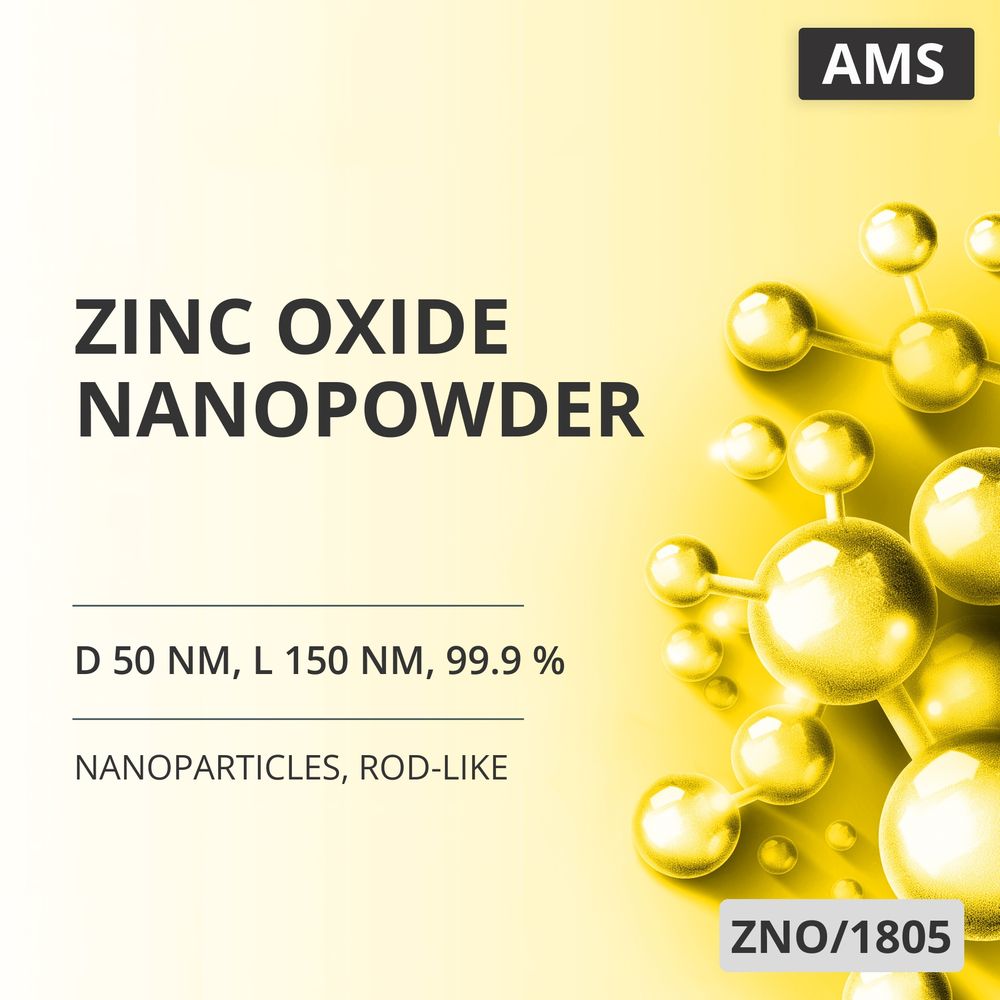 Zinc Oxide Nanopowder, D 50 nm, L 150 nm, 99.9 %, Rod-Like (ZNO/1805)