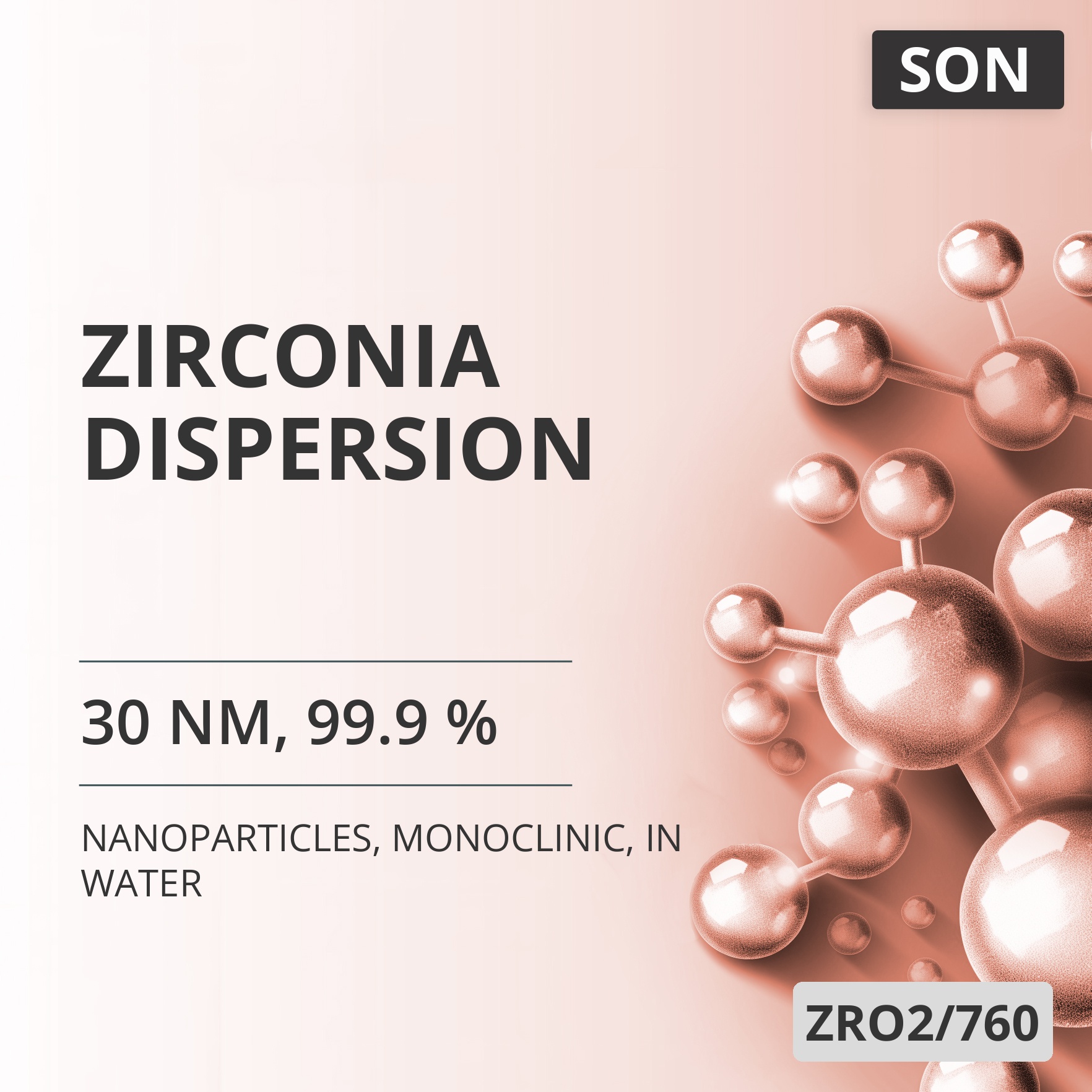 Zirconia Dispersion, 30 nm, 99.9 %, Monoclinic, in Water (ZRO2/760)