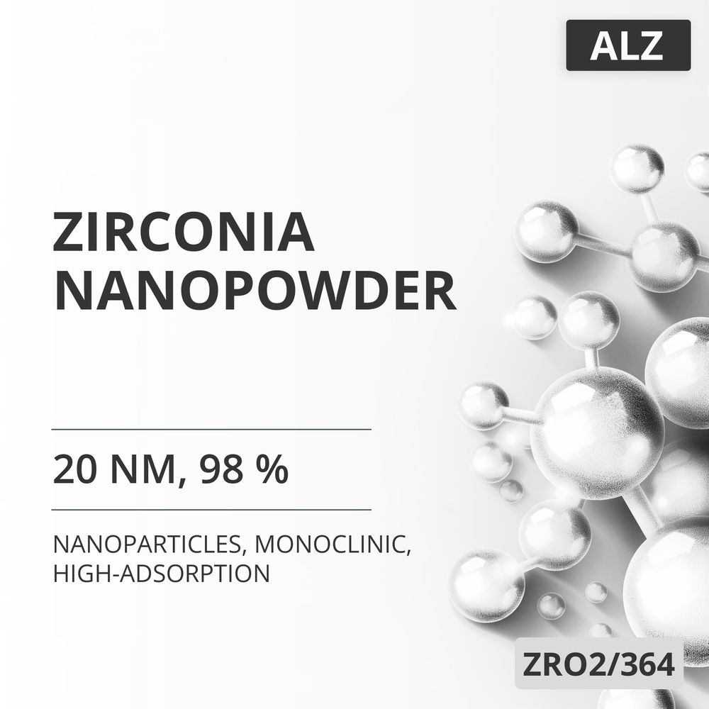 Zirconia Nanopowder, 20 nm, 98 %, Monoclinic, High-Adsorption (ZRO2/364)