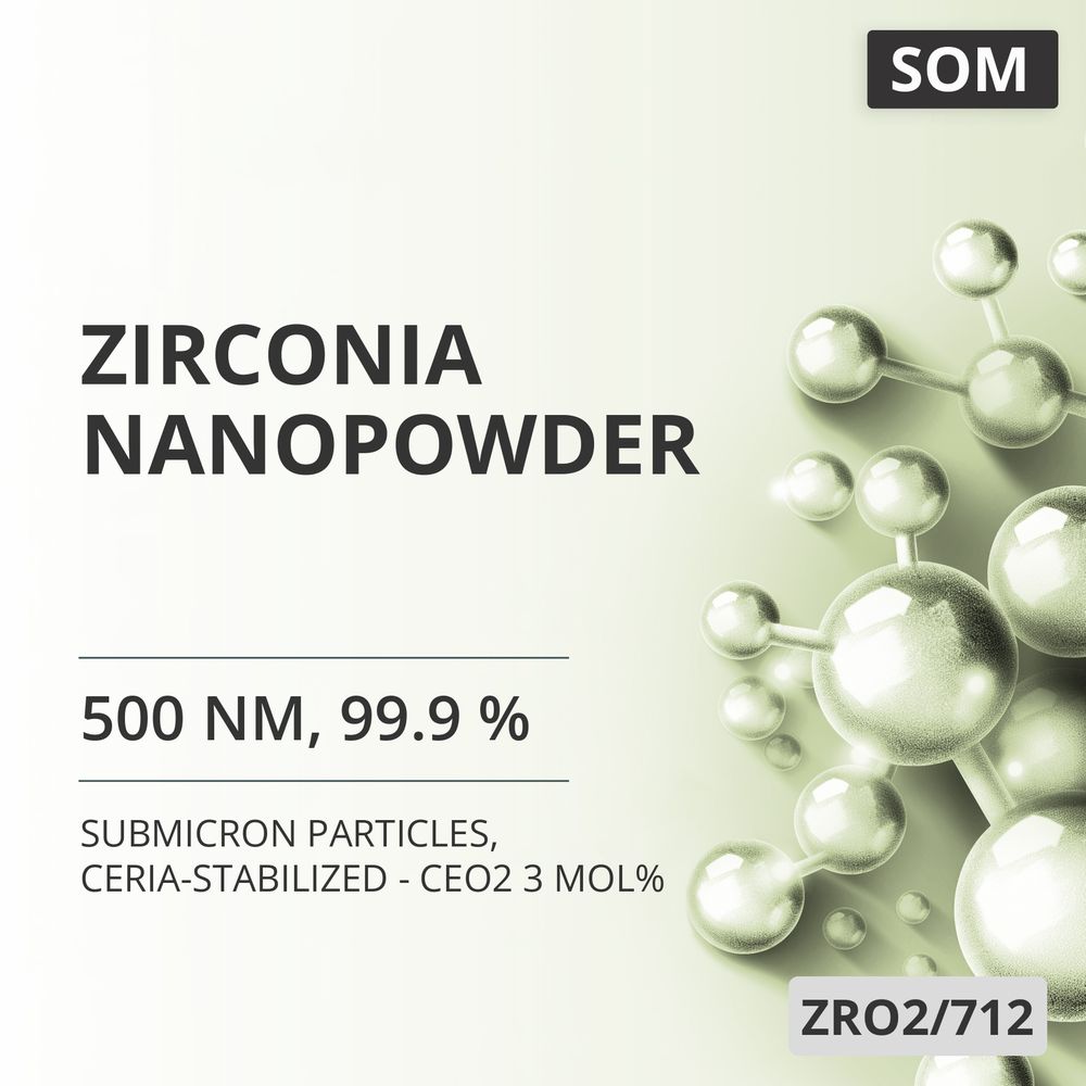 Zirconia Nanopowder, 500 nm, 99.9 %, Ceria-Stabilized - CeO2 3 mol% (ZRO2/712)