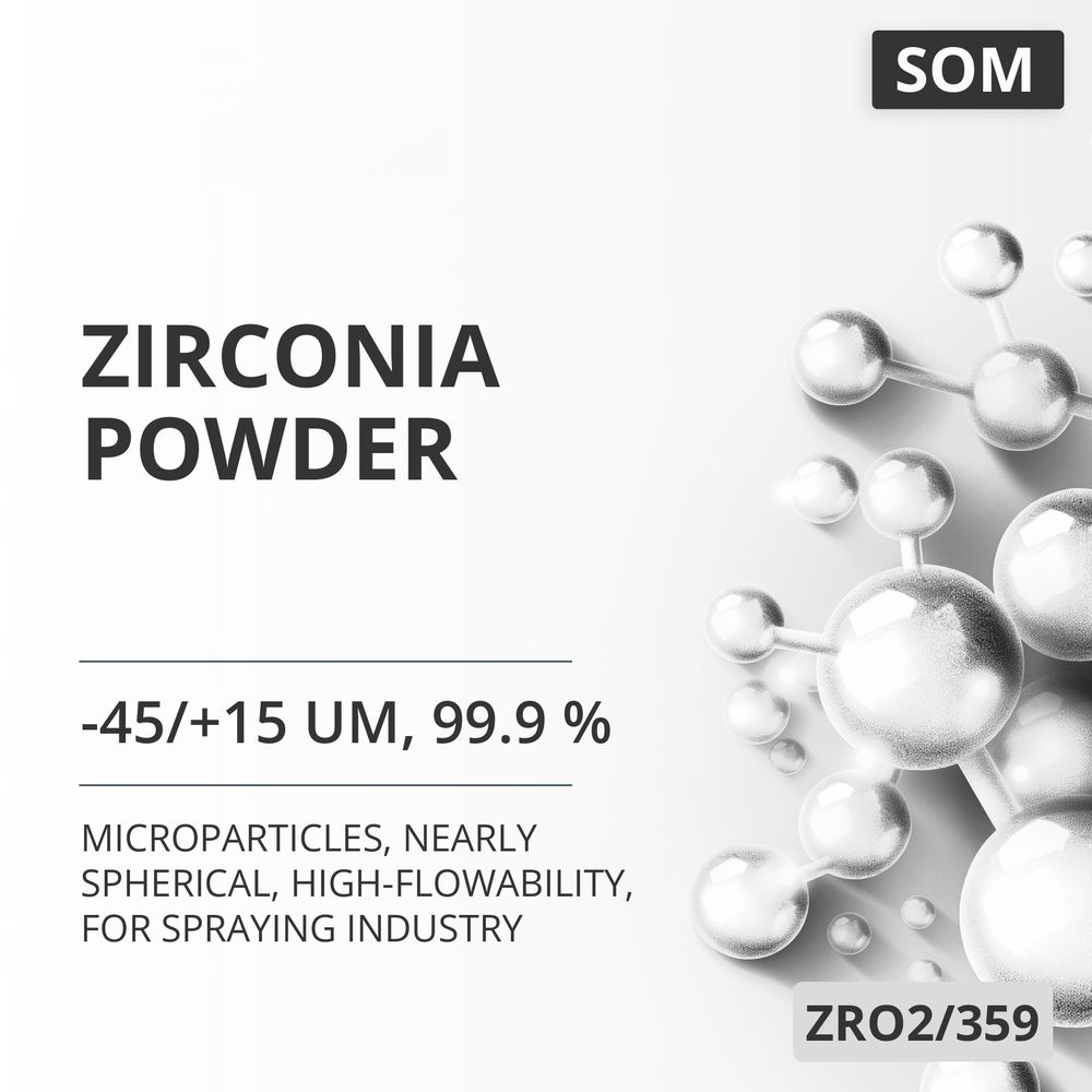 Zirconia Powder, -45/+15 um, 99.9 %, Nearly Spherical, High-Flowability, for Spraying Industry (ZRO2/359)